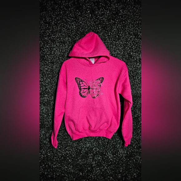 Pink Butterfly Hoodie Sweater - Picture 1 of 5